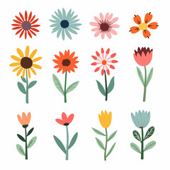 Set of flowers, set of vector flowers	