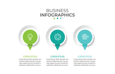 3 step process infographic template vector with icons suitable for workflow, presentation, graphic information