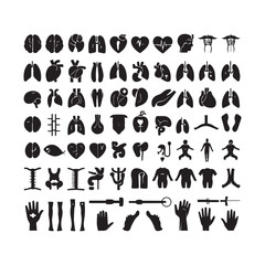 Healthcare icons, medical icons, anatomy icons, line-art medical icons, minimalist healthcare icons, black outline medical icons, human organ icons, body part icons, medical vector icons, 
