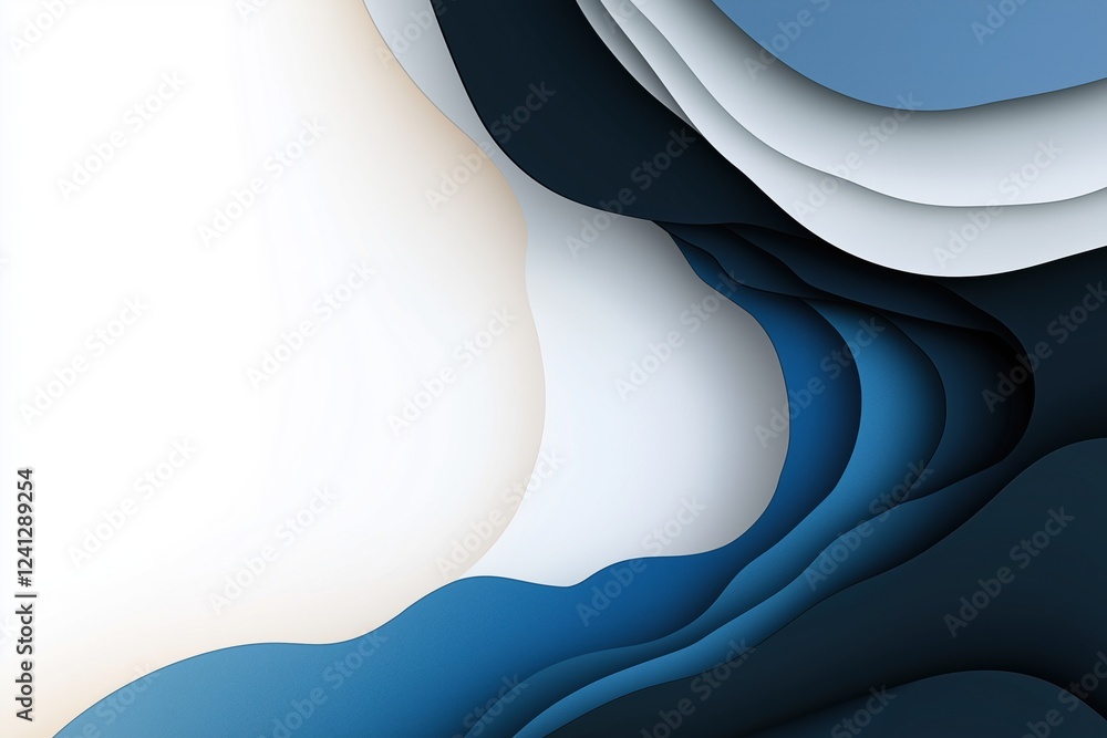 Poster a blue and white background with a wave pattern. the blue and white colors give a sense of calmness 