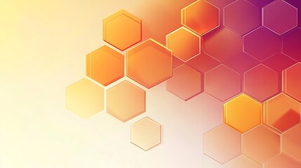 Abstract geometric pattern with orange hexagons on a gradient background, suitable for technology or design presentation