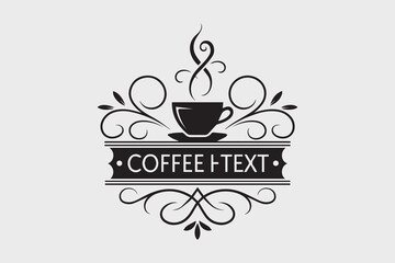 Vintage Coffee Emblem with Swirling Steam vector
