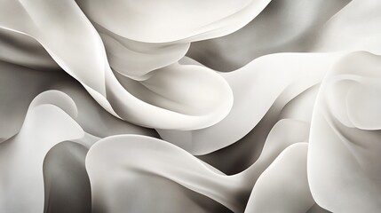 Abstract grayscale fabric texture with flowing, wavy folds and soft light.