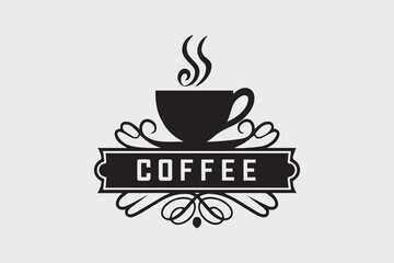 Vintage Coffee Emblem with Swirling Steam vector