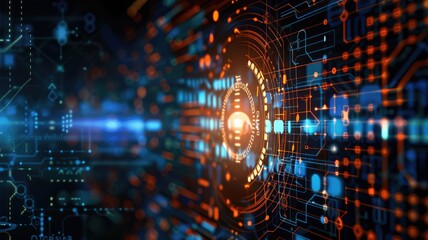 UX UI virtual reality design interfaces website with high technology infographic for analyze data. Futuristic software screen with digital object on template for user interface and experience. AIG53.