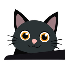 Playful Cat Peeking Vector Illustration - Cartoon Clipart & Line Art Design.eps