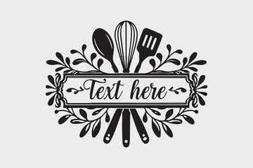 Elegant Baking Utensil Wreath Logo vector