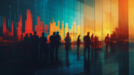 Obraz premium abstract professional business team people connection of line from nail node to node on Smart digital cityscap and skyline background , Innovation networking concept