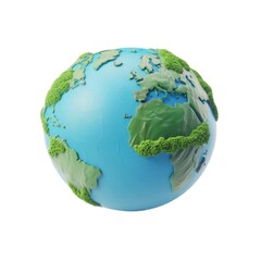 Simplified globe showing continents and oceans with green landmasses and blue waters