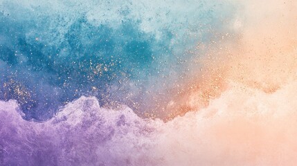 Obraz premium Ethereal Gradient Design with Soft Lavender Melting into Warm Peach Tones and Golden Specks