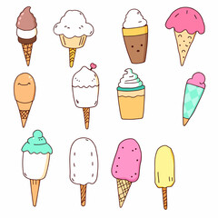 Ice cream seamless pattern, Set ice cream  vector