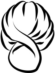 Hairstyle. Hand drawn vector isolated sketch.Chignon 