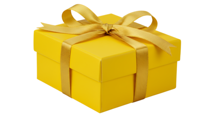 Yellow gift box, tied with gold ribbon.  🎁
