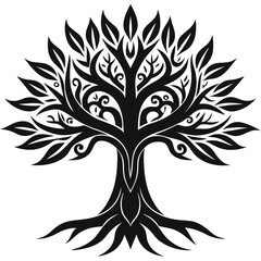 black and white tree