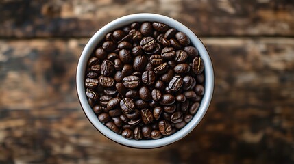 Fototapeta premium A cup of coffee sits atop a large pile of whole coffee beans 