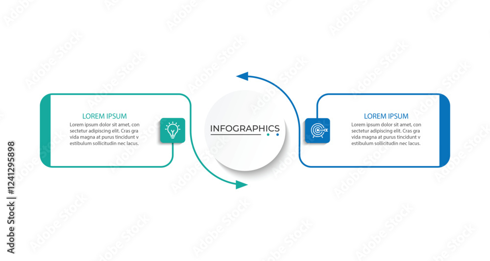 Poster vector infographic label design template with icons and 2 options or steps.