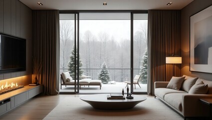 Grandmillennial design of Balcony On Winter, cinematic photography