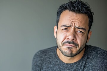 Obraz premium Hispanic handsome man feeling disgusted and nauseous.