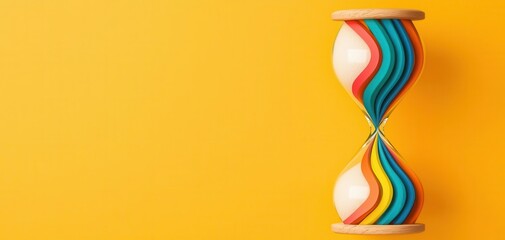 mindfulness present moment mental health. An hourglass with colorful neural patterns flowing through, representing mindfulness of time and mental health awareness