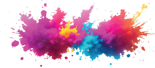 "Modern Watercolor Magic: A Burst of Bright Colors in Bold Brush Strokes and Vibrant Splatter, Blending Into a Rainbow Aquarelle Pattern on a Crisp White Background – A Trendy Artistic Element"
