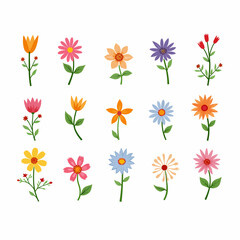 Set of flowers, set of vector flowers