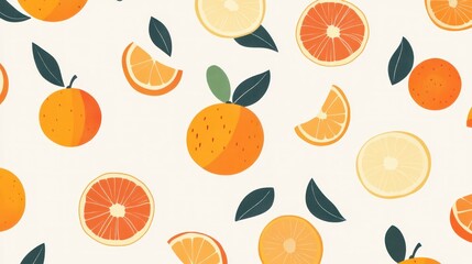 Citrus fruit pattern, vibrant background, healthy eating, website design