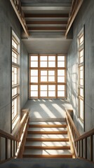 Fototapeta premium Interior perspective of an art deco staircase 