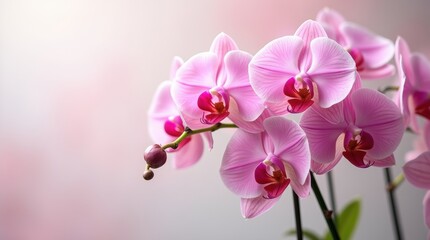 A vibrant cluster of freshly bloomed orchids against a soft background