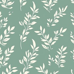 Abstract botanical pattern, delicate leaf design, teal background, seamless texture, for wallpaper, fabric, or wrapping paper