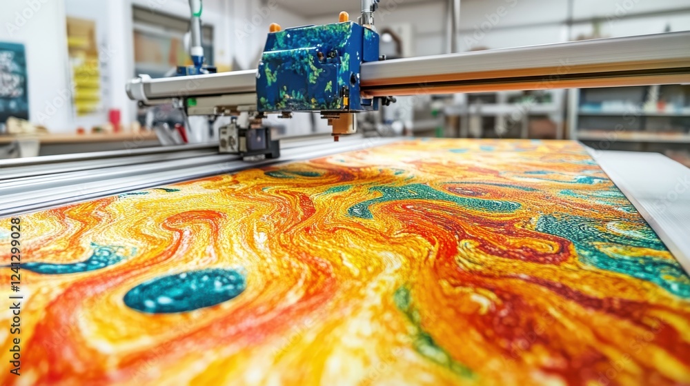 Aufkleber vibrant art creation using cutting-edge technology in workshop