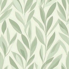 Abstract plant pattern, light green leaves, background, design, seamless