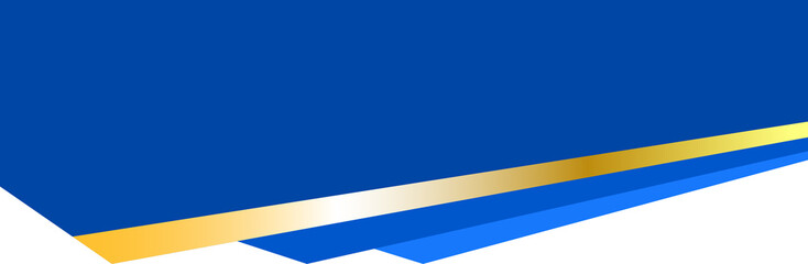 Border shape for banner design. Blue header section with golden line. Abstract bottom for web page. Curved divider template. Wavy horizontal separator