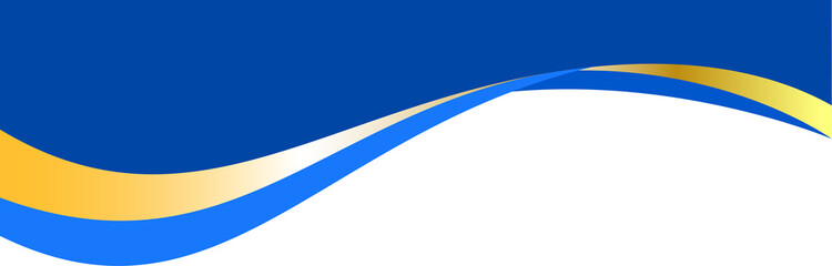 Border shape for banner design. Blue header section with golden line. Abstract bottom for web page. Curved divider template. Wavy horizontal separator