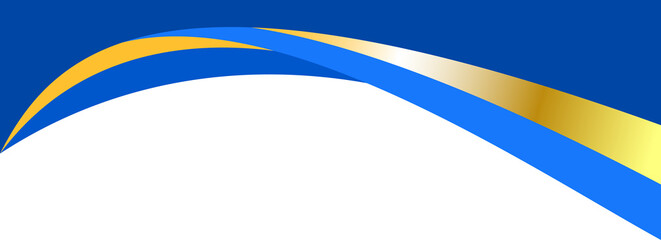 Border shape for banner design. Blue header section with golden line. Abstract bottom for web page. Curved divider template. Wavy horizontal separator