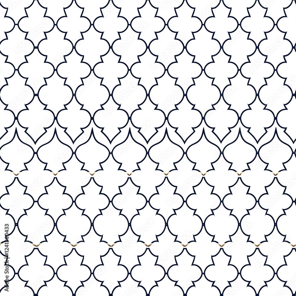 Poster geometric pattern featuring a repetitive design with a white background and black outlines, ideal fo