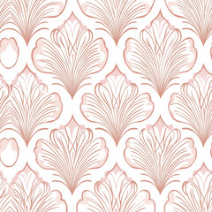 Delicate floral pattern in soft pink and white, featuring intricate leaf designs for elegant decor.
