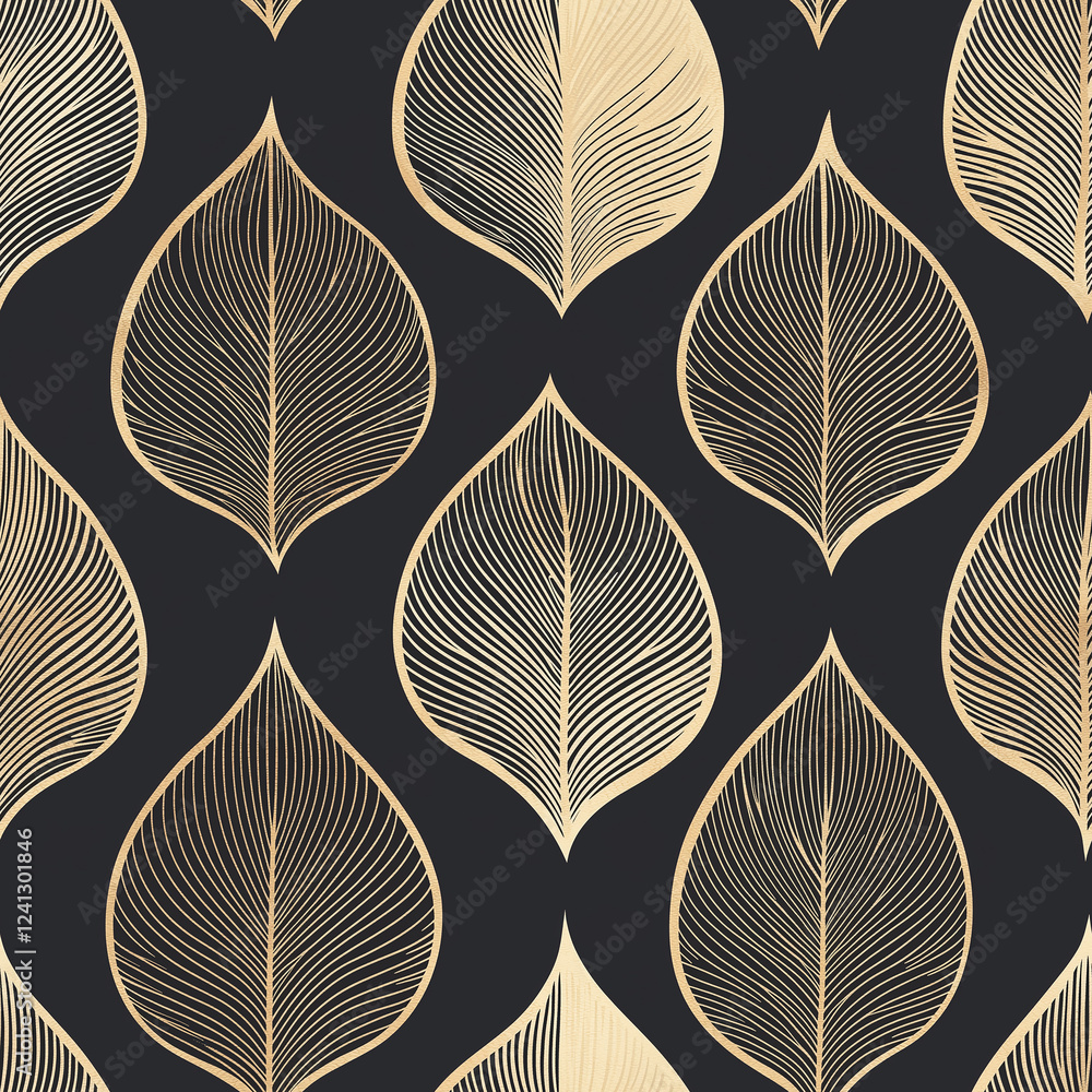 Poster elegant leaf pattern design abstract art seamless texture minimalist style digital background calm e