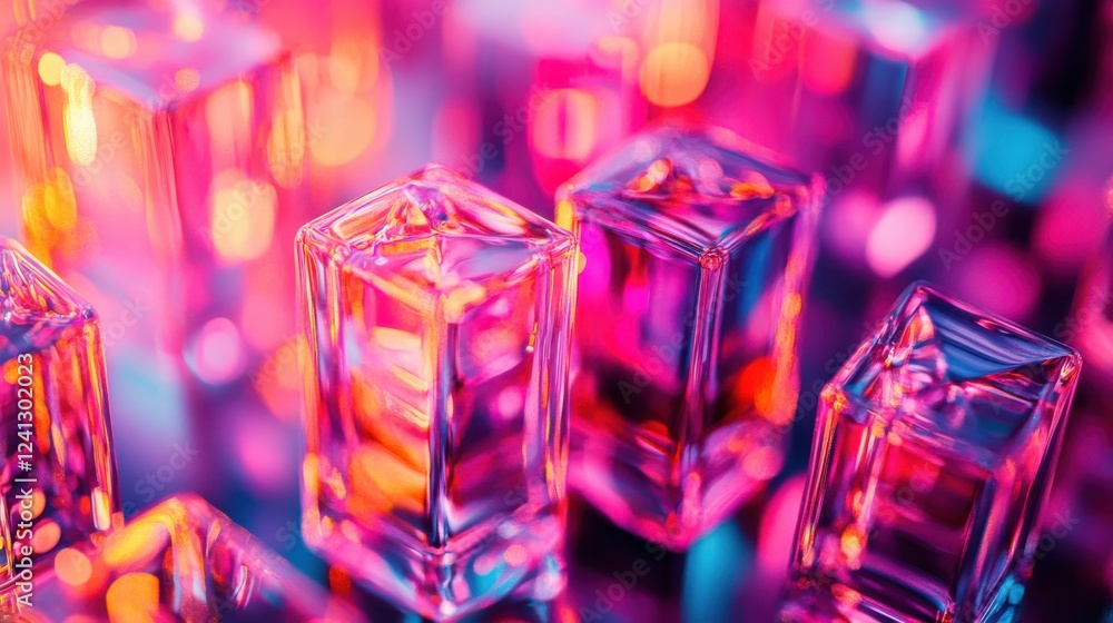 Canvas Prints vibrant light reflections on colorful translucent crystal blocks