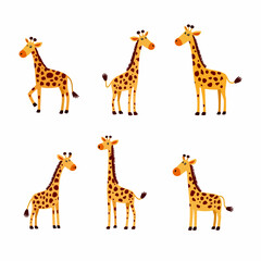 set of giraffe vector illustration