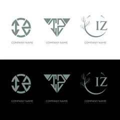 IZ minimalist and classic logo set design. IZ monogram circle shape vector. IZ unique design.