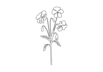 Poppy flower continuous one line drawing vector illustration