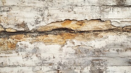 Obraz premium Textured wall with peeling paint and natural wear in neutral tones showcases a rustic aesthetic