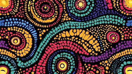 Colorful abstract pattern featuring spirals and dots in vibrant shades, creating a mesmerizing visual experience