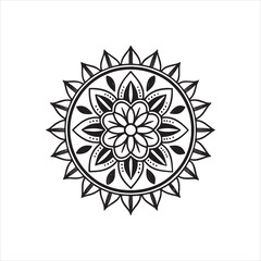 A silhouette-style-medium-shot-of-a-simple-Mandal vector art illustration