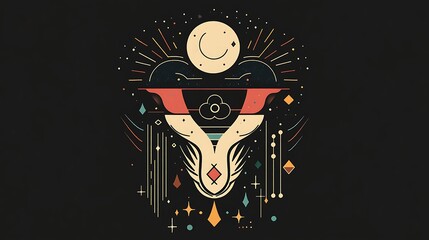Obraz premium Abstract cosmic symbol, mystical design, background, digital art, possible use for poster, wallpaper or print