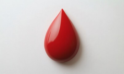 Fototapeta premium Red blood drop on a white background representing blood donation, health, and medical concepts