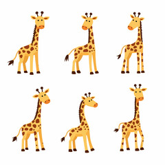 65634333222 Set of giraffe vector illustration	
