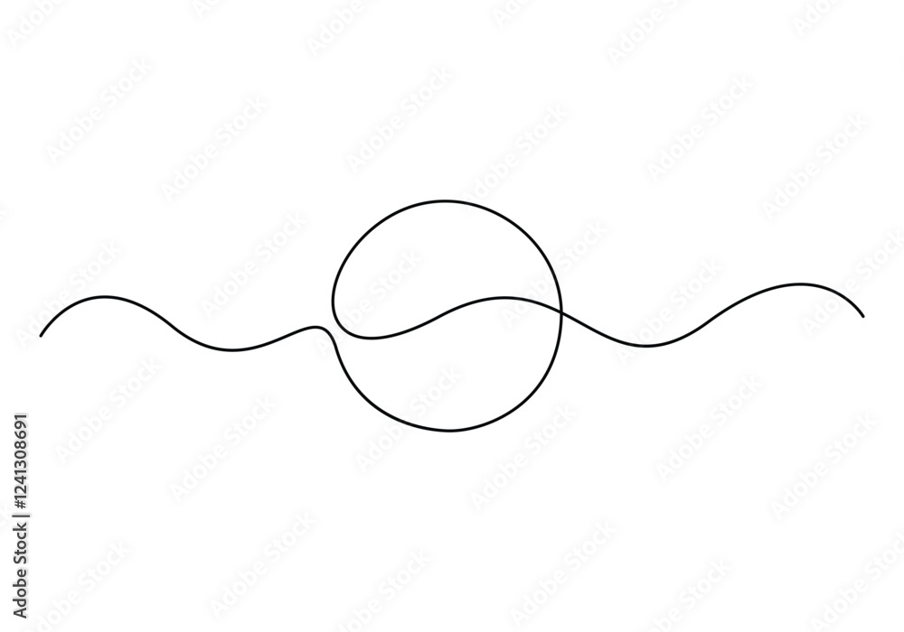 Aufkleber continuous single line drawing of round frame. one line icon of frame. vector illustration