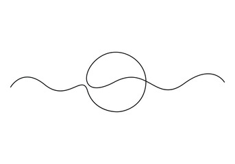 Continuous single line drawing of round frame. One line icon of frame. Vector illustration