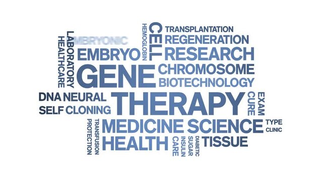 Gene Therapy animated word cloud;text design animation tag kinetic typography seamless loop.